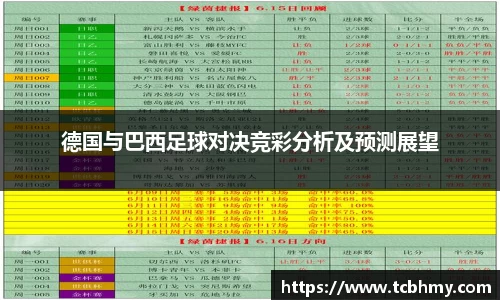 德国与巴西足球对决竞彩分析及预测展望